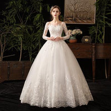 Load image into Gallery viewer, Full Sleeve Wedding Dress With Train Ball Gown Princess Luxury Lace Vestido De Noiva Custom Size
