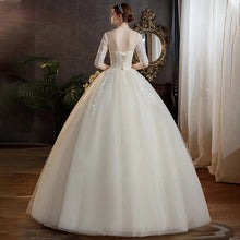 Load image into Gallery viewer, Classic O Neck Wedding Dress Beautiful Lace Princess Ball Gown Slim Half Sleeve Bridal Dress

