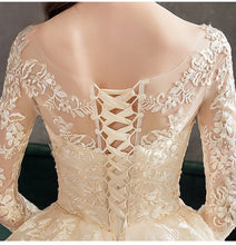 Load image into Gallery viewer, Full Sleeve Wedding Dress With Train Ball Gown Princess Luxury Lace Vestido De Noiva Custom Size
