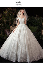 Load image into Gallery viewer, Elegant Boat Neck Wedding Gown With Train Princess Luxury Lace
