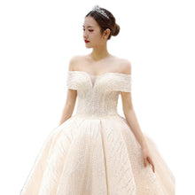 Load image into Gallery viewer, Off The Shoulder Wedding Dress Sweep Train Ball Gown Wedding Gown Vestido De Noiva Luxury Prinecess Bride Dress
