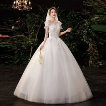 Load image into Gallery viewer, Boat Neck Wedding Dress Shining Sequins Wedding Gown
