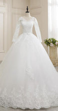 Load image into Gallery viewer, Lace Embroidery Half Sleeve Wedding Dresses Long Train Wedding Gown Belt V Neck Elegant
