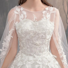 Load image into Gallery viewer, Long Cap Lace Wedding Gown With Long Train Embroidery Bridal Dress
