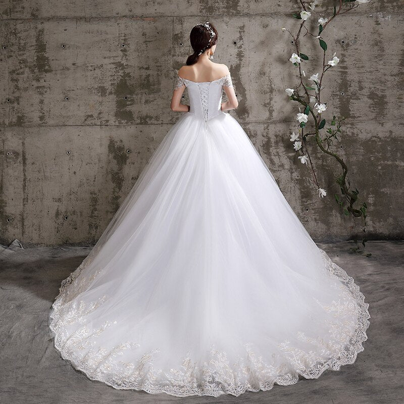 Off The Shoulder New Bride Dresses Simple Wedding Gowns Plus Size Vestido De Noiva