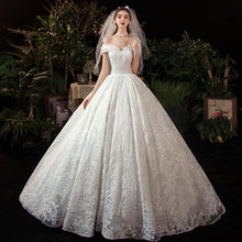 Load image into Gallery viewer, Elegant Boat Neck Wedding Gown With Train Princess Luxury Lace
