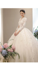 Load image into Gallery viewer, Long Sleeve New Winter V-neck Flower Ball Gown Dresse
