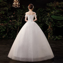 Load image into Gallery viewer, Boat Neck Wedding Dress Shining Sequins Wedding Gown
