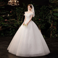 Load image into Gallery viewer, Boat Neck Wedding Dress Shining Sequins Wedding Gown
