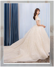 Load image into Gallery viewer, Off The Shoulder Wedding Dress Sweep Train Ball Gown Wedding Gown Vestido De Noiva Luxury Prinecess Bride Dress
