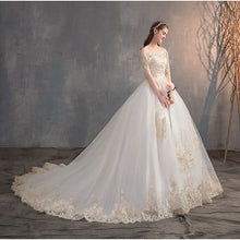 Load image into Gallery viewer, Off The Shoulder Half Sleeve Wedding Gown Lace
