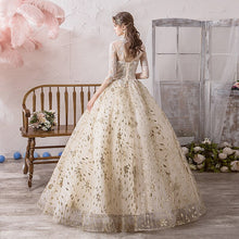 Load image into Gallery viewer, Wedding Dress 2023 Half Sleeve High Neck Lace Up Ball Gown Princess Champagne Vintage Wedding Dresses Hs778
