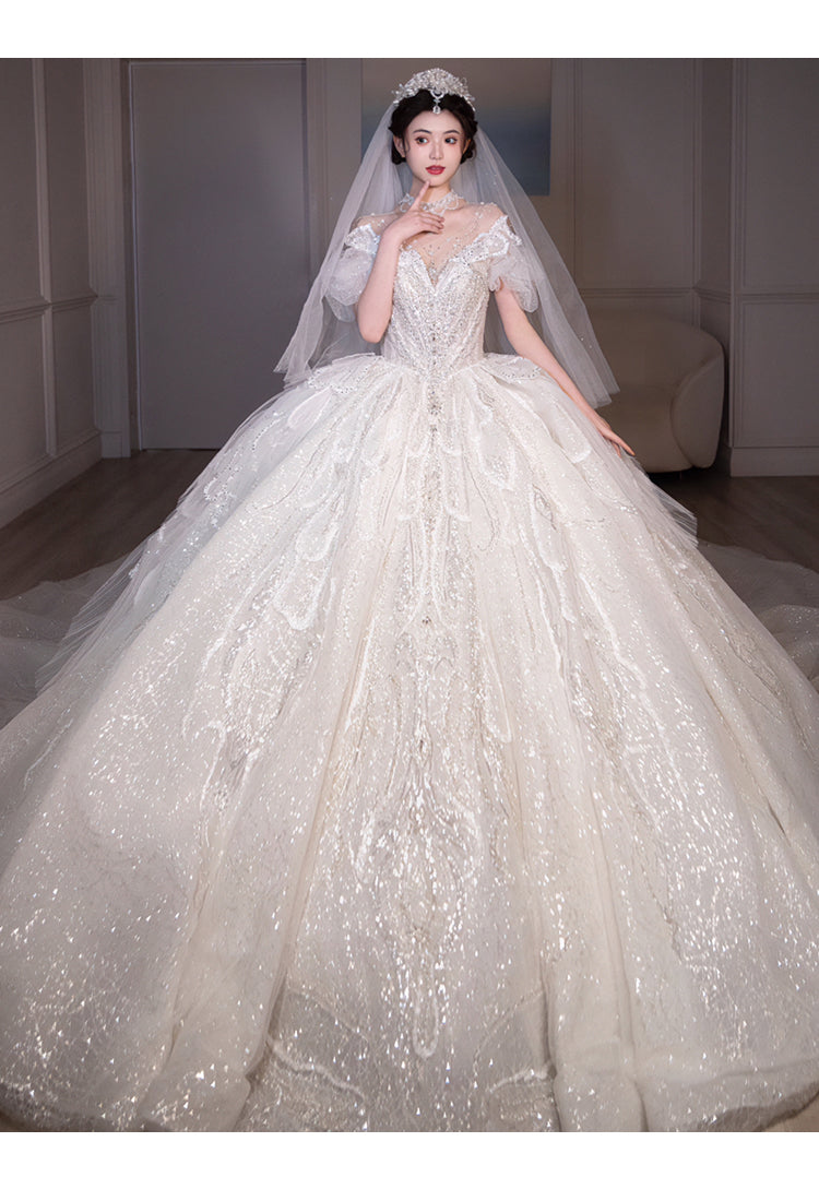 One shoulder bridal Dress luxury Big tailing