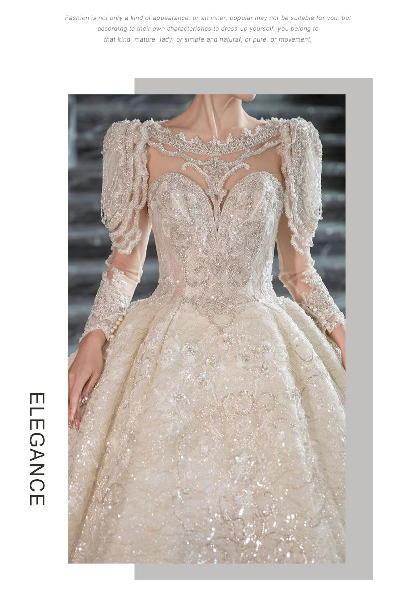 French new bride dress luxury big train