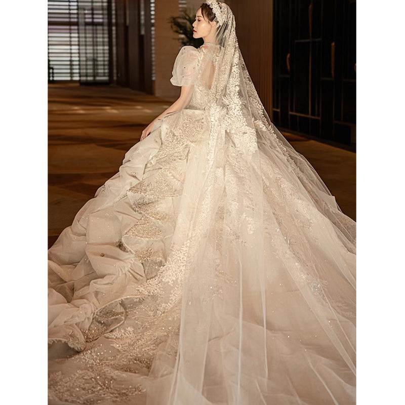 New bride senior texture luxury big tail French wedding dress