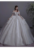 Load image into Gallery viewer, Floral Print Off The Shoulder Lace Luxury Wedding Dress
