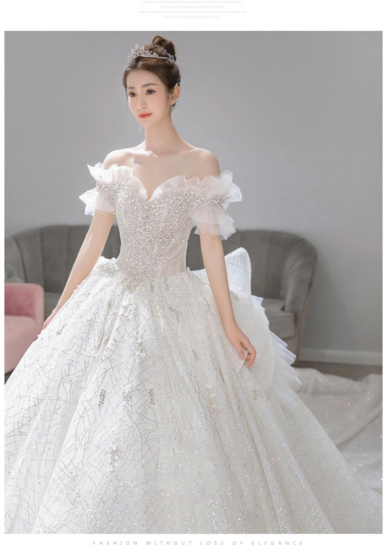 Luxury Wedding Dress Off The Shoulder Bridal Dress Lace Applique  Custom Made