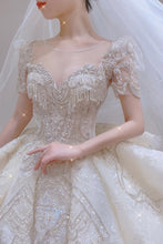 Load image into Gallery viewer, Luxury Vintage Shiny Long Train Big Beading Ball Gown
