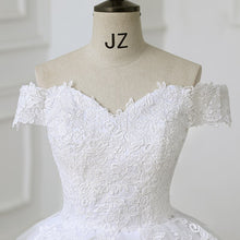 Load image into Gallery viewer, Off The Shoulder Lace Ball Gown Simple Wedding Dress
