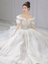 Load image into Gallery viewer, Luxury Wedding Dress Off The Shoulder Bridal Dress Lace Applique Pregnant Women Vestido De Noiva Plus Size Custom Made
