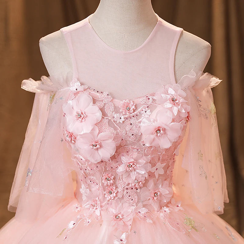 Sweet Pink Quinceanera Dresses With Free Petticoat Beautiful Flower Princess Ball Gown 5 Colors Plus Size Party Dress