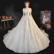 Load image into Gallery viewer, Bridal Dress Sweep Train Back Lace Up Sequins Elegant Wedding Dress
