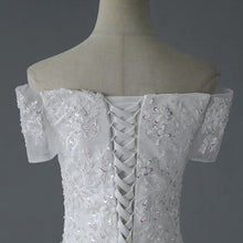 Load image into Gallery viewer, Vintage Off The Shoulder Mermaid Wedding Dress Shining Sequins Lace
