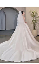 Load image into Gallery viewer, Simple Strapless Satin Wedding Dress Lace Up Train Princess
