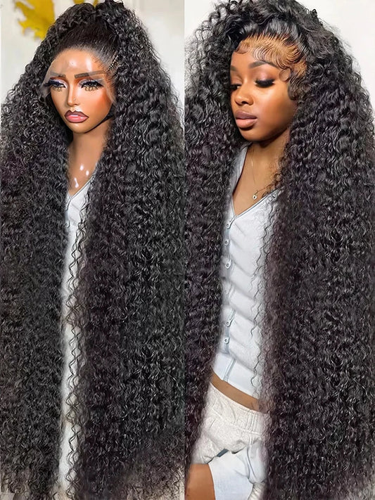 Transparent 250% Density Water Culry Human Hair 40Inch Deep Wave