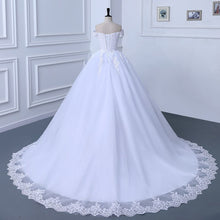 Load image into Gallery viewer, Off The Shoulder Lace Ball Gown Simple Wedding Dress
