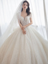 Load image into Gallery viewer, Handmade Luxury Shining Sequins Princess Ball Gown With Sweep Train Vintage
