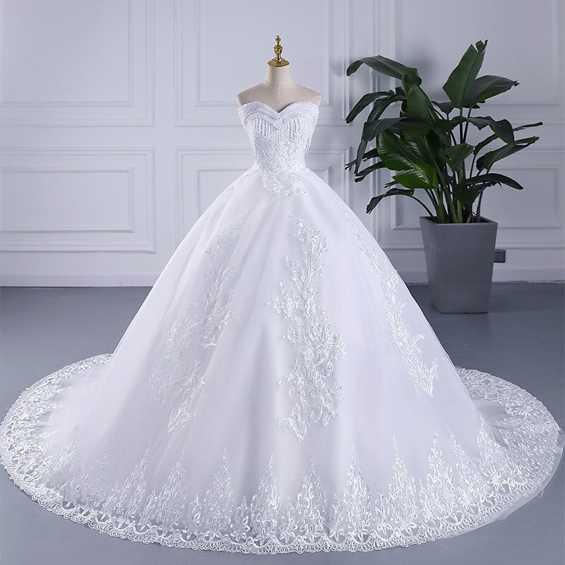 Lace Crystal Beaded Wedding Dresses New Plus Size Off The Shoulder Wedding Gown