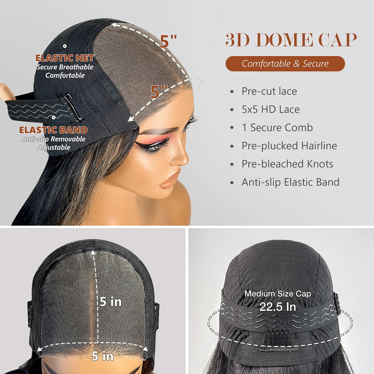 Wear and Go Glueless Bob Wigs Human Hair Pre Plucked Pre Cut P1b/27 10 IN 5x5 HD Lace Closure Wig Highlight 100% Human Hair Wigs