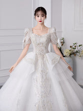 Load image into Gallery viewer, Luxury Short Sleeve With Bow Lace Up Bridal Ball Gown
