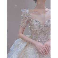 Load image into Gallery viewer, Luxury Vintage Shiny Long Train Big Beading Ball Gown

