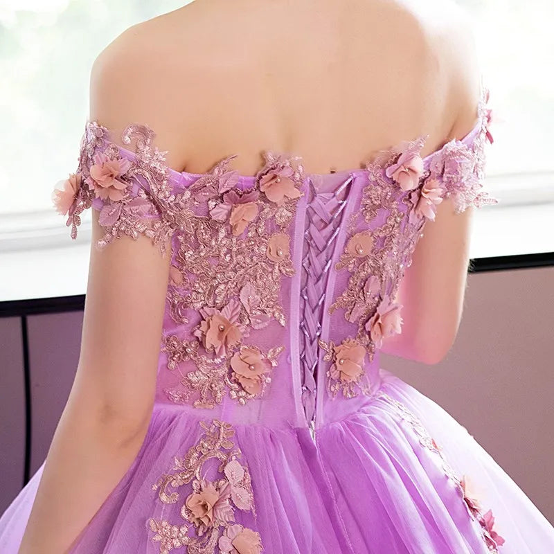 Light Purple Quinceanera Dresses Party Prom Lace Embroidery Off The Shoulder Ball Gown Quinceanera Dress