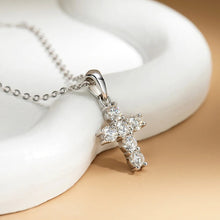 Load image into Gallery viewer, 0.6CT Real Moissanite Cross Pendant Necklace 100% 925 Sterling Silver Chain
