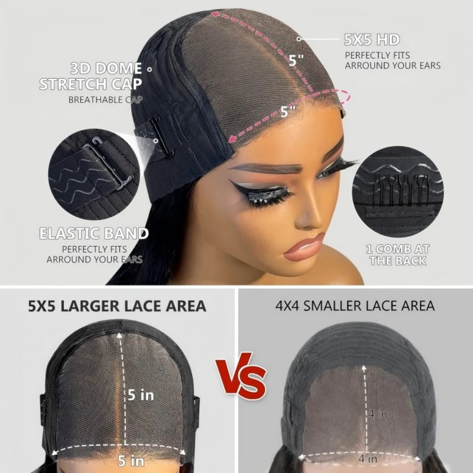 Wear and Go Glueless Bob Wigs Human Hair Pre Plucked Pre Cut P1b/27 10 IN 5x5 HD Lace Closure Wig Highlight 100% Human Hair Wigs