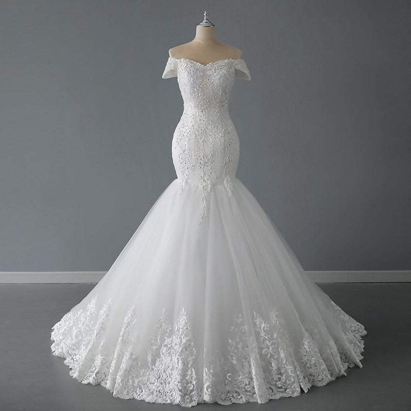 Mermaid Off The Shoulder Sexy Lace Mermaid Bridal Dresses