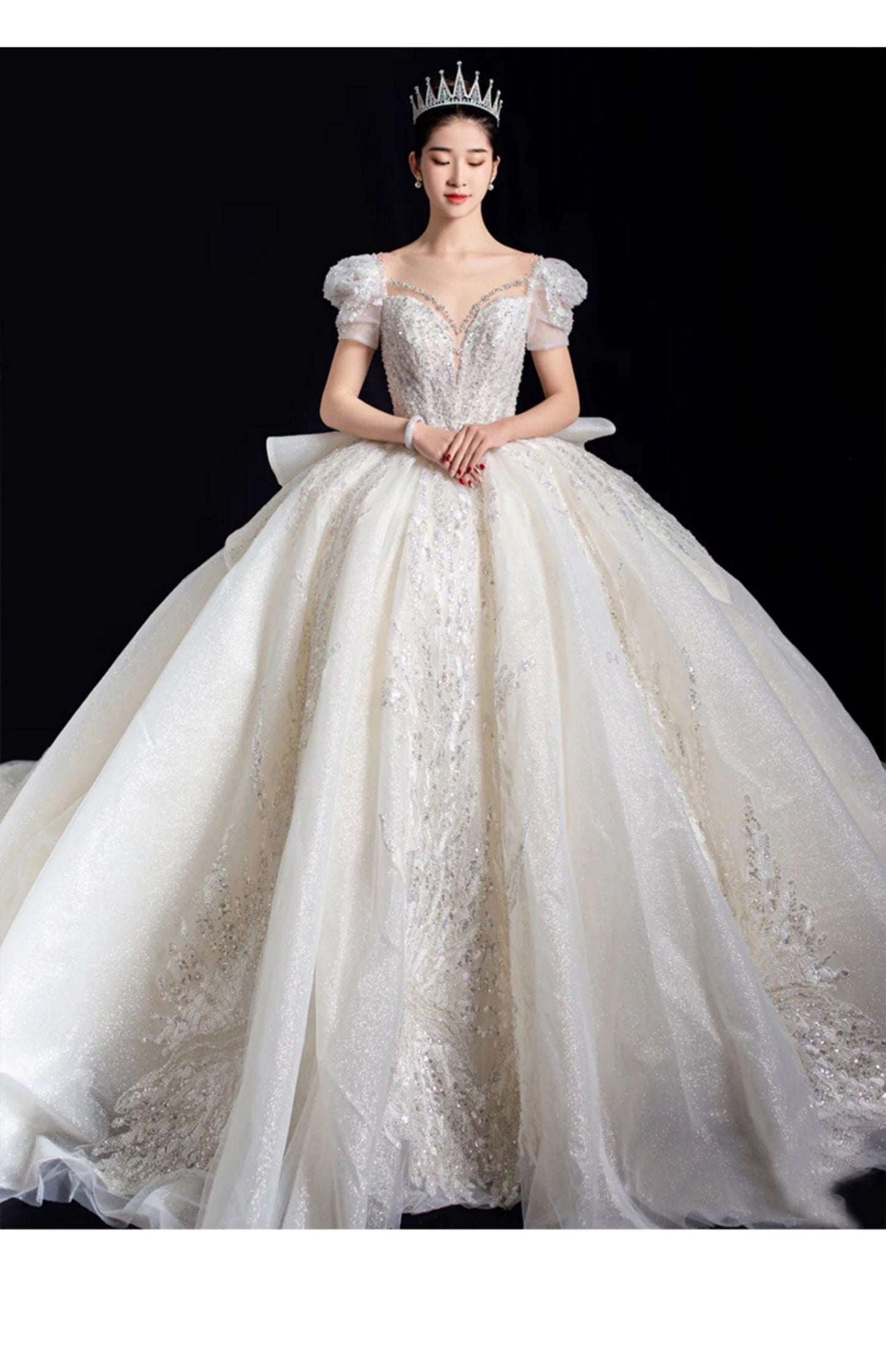 Luxury Off The Shoulder Lace Up Bridal Ball Gown