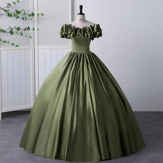 New Off Shoulder Satin Quinceanera Dresses Party Prom Ball Gown Classic Custom color or Plus Szie
