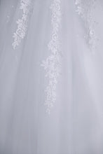 Load image into Gallery viewer, Off The Shoulder Plus Size Lace Wedding Dress Long Train Appliqes Pearls Bridal Tulle
