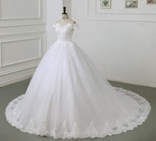 Load image into Gallery viewer, Off The Shoulder Lace Ball Gown Simple Wedding Dress
