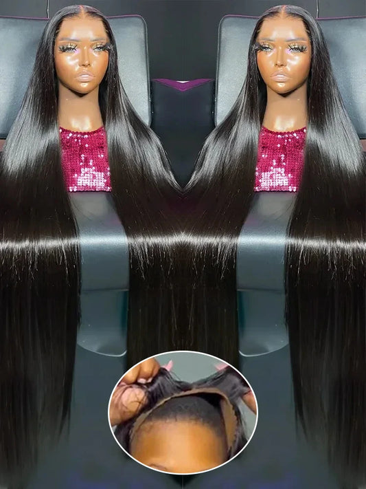 30 40 Inch Bone Straight 7x5 13x4 Glueless Wig Human Hair Ready To Wear HD Lace Frontal Wig
