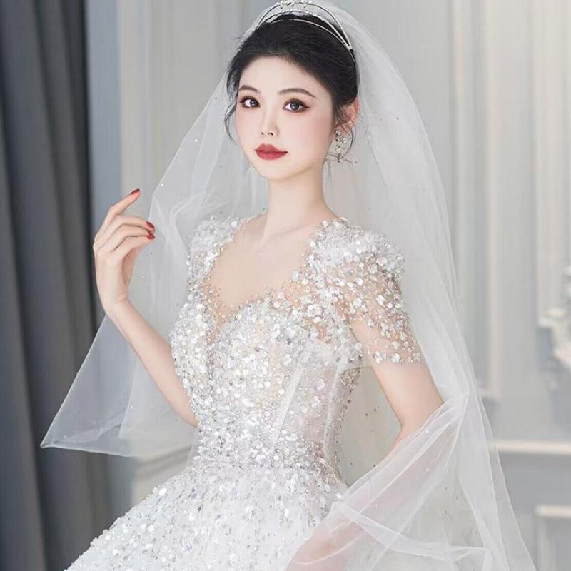 Wedding Dress Plus Size Bridal Gowns Custom Made  Short Sleeves