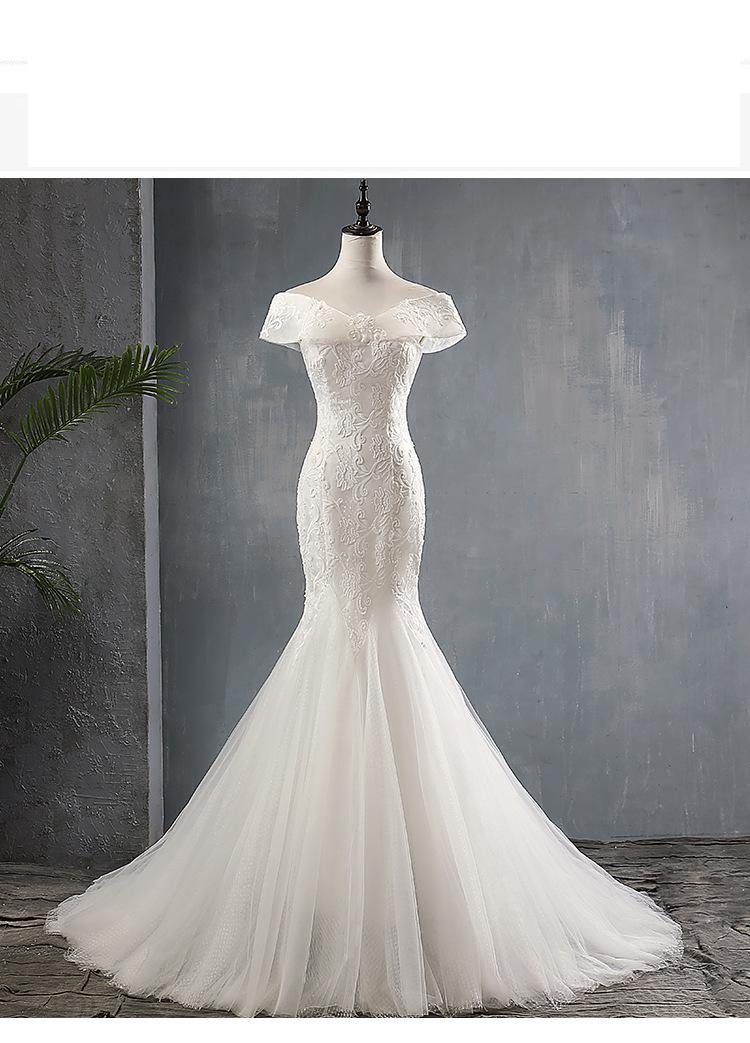 Elegant Sexy Mermaid Off The Should Lace Applique Bride Dress Custom