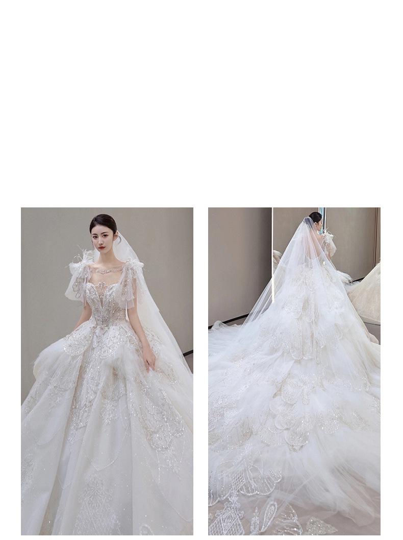 Luxury Wedding Dress Lace Embroidery Backless Sweep Train Custom Made