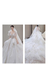 Load image into Gallery viewer, Luxury Wedding Dress Lace Embroidery Backless Sweep Train Custom Made
