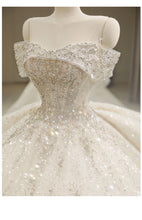 Load image into Gallery viewer, 2023 New Off The Shoulder Wedding Dress Lace Up Luxury Bridal Ball Gown Vestido De Noiva Sweep Large Train Plus Size Made Custom
