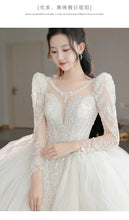 Load image into Gallery viewer, off white Plus Size Wedding Dresses Long Sleeve Luxury CRYSTAL Edge
